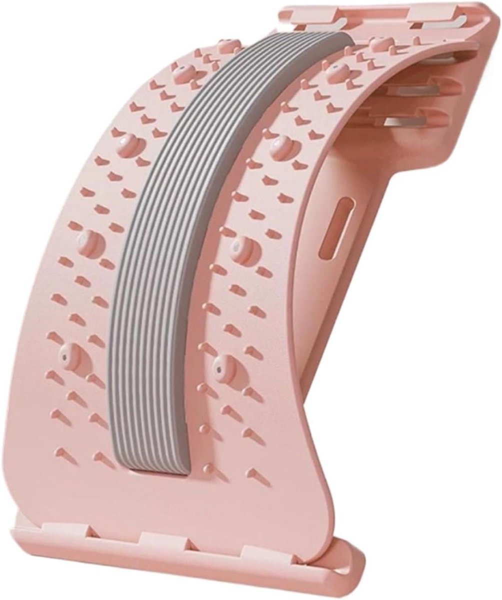 Verstelbare rugrek - Stretch apparaat - Spierontspanning thuis - 4 standen instelbaar - 39x26x2 cm - Roze