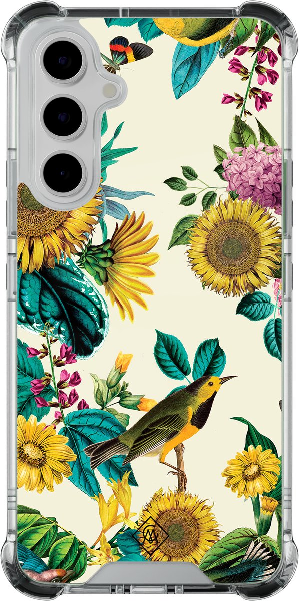 Casimoda® hoesje - Geschikt voor Samsung Galaxy A55 - Zonnebloemen / Bloemen - Shockproof case - Extra sterk - - Multi, Transparant