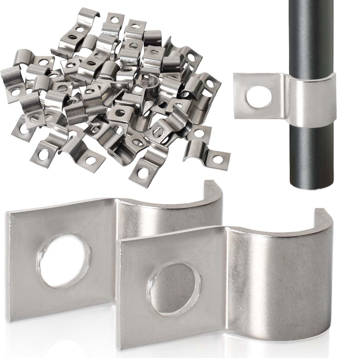 Elzusha - 40 Stuks RVS Kabelclips, Metalen U-Klemmen voor Buizen