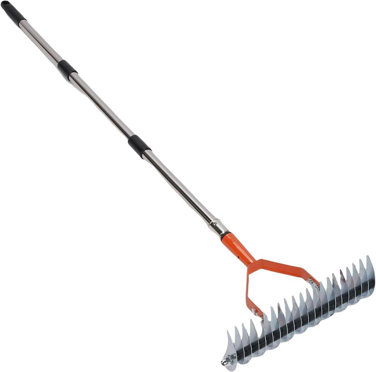 Rieten hark - Gazon hark - Gazon onderhoud - Ergonomische grip - 15 inch breed - Zilver