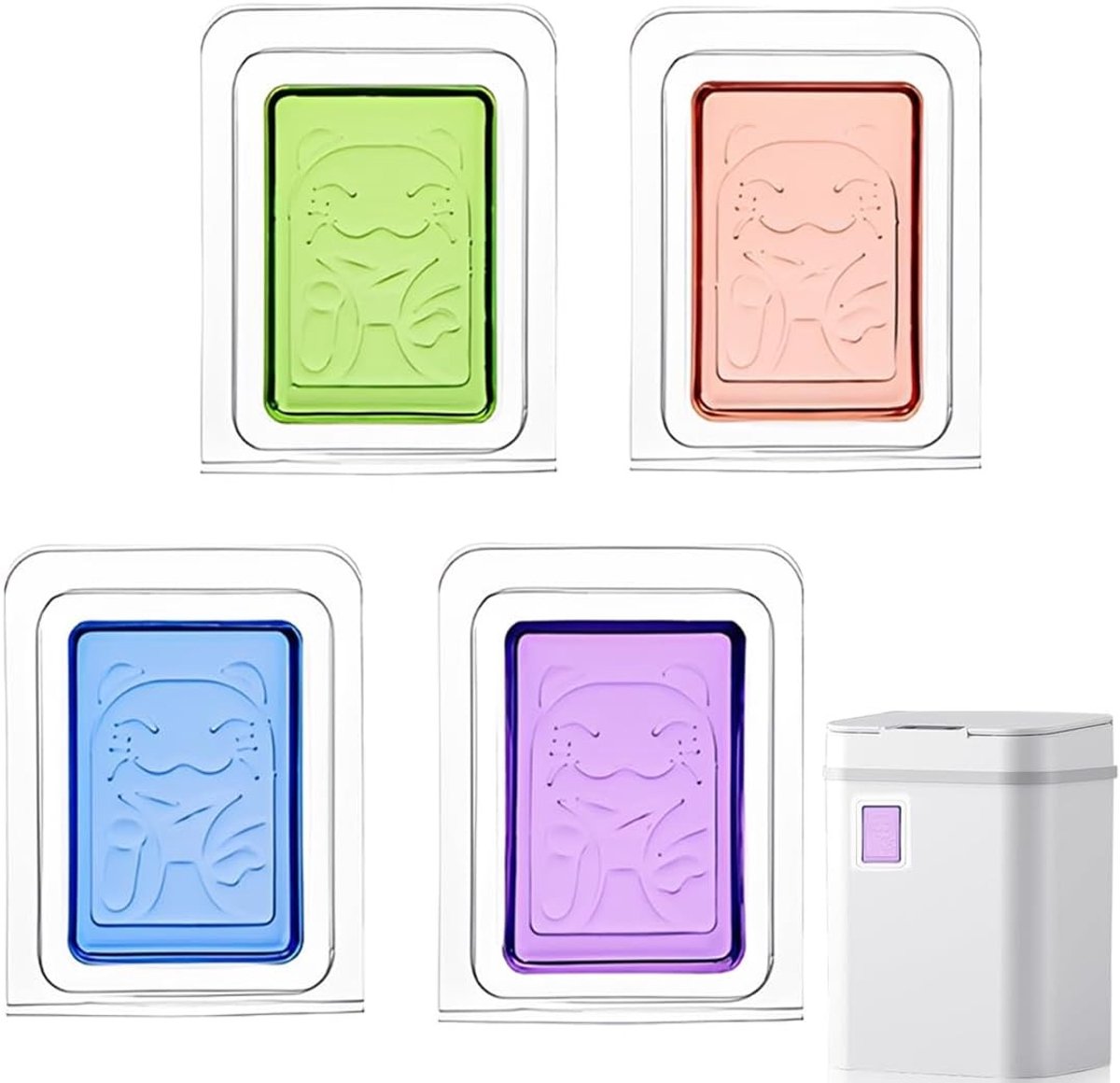 Set van 4 Zelfklevende Luchtverfrissers voor Afvalbakken, Ideaal voor Badkamer, Toilet en Kasten, Houdt Tot 4 Weken Geur Vast