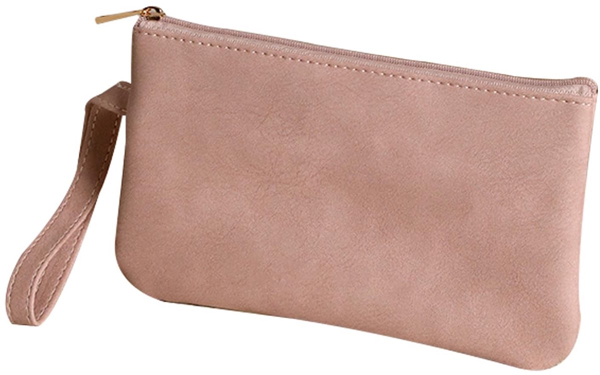 Elzusha - Retro Leren Toilettas voor Vrouwen, Multifunctionele Opslagtas (Roze)