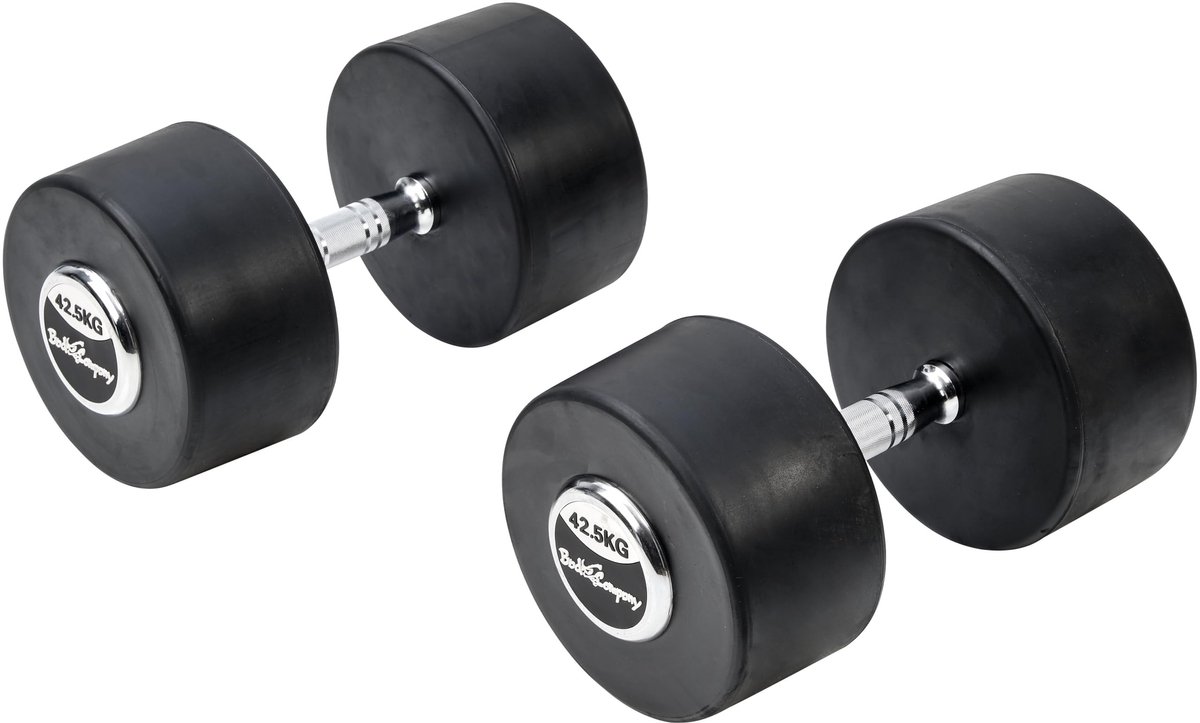 Elzusha - Deluxe Rubber Studio Dumbbells 2 x 42 kg met Chrome Accenten