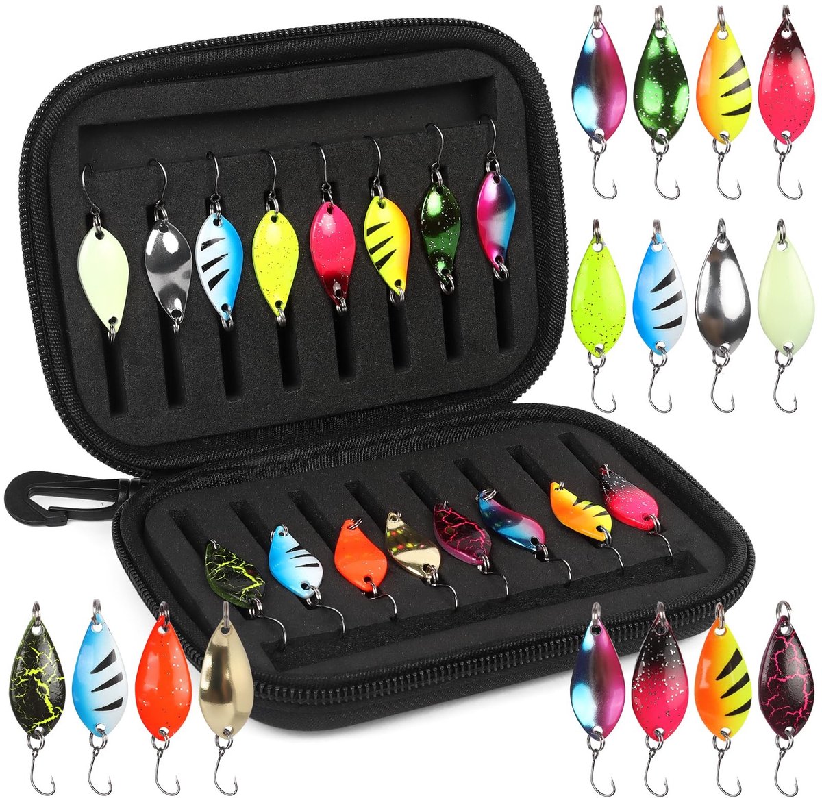 Elzusha - 16-Delige Spinner Bait Set met Waterdichte Aasdoos
