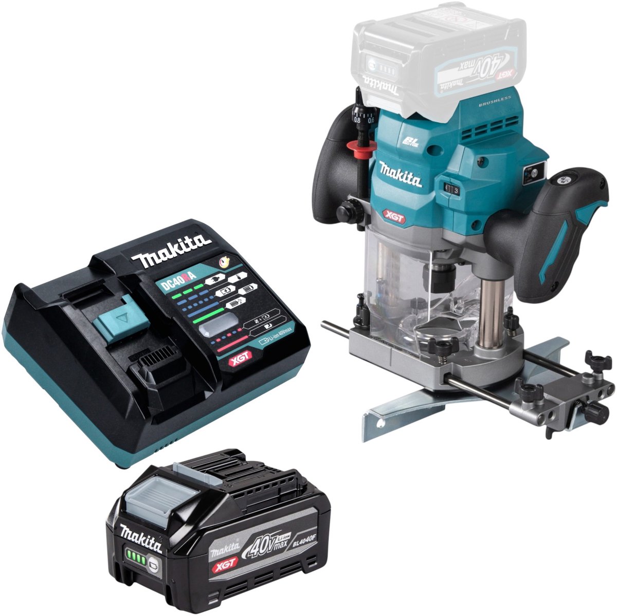 Makita RP 001 GZ Draadloze bovenfrees 40 V max. 12 mm Brushless Solo - zonder accu, zonder lader