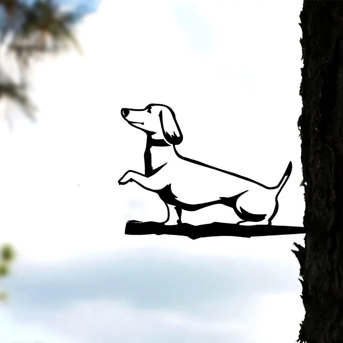 Metalen Boom Prikker - Boom Steker - Teckel- Metaal - Dachshund - Tuin Prikker - Tuin Hanger - Tuindecoratie - Metal Bird - Wiener - Garden Ornament