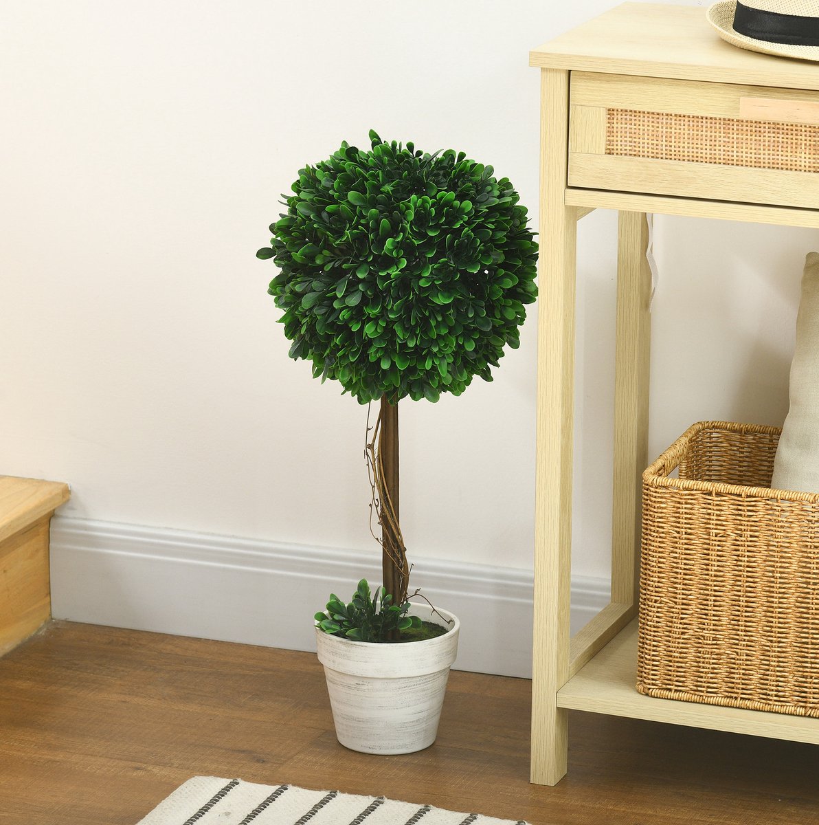REDOM - Kunstplant - 2er-set Buxus - Bolvormig ontwerp - UV-bestendig - Voor binnen & buiten - Kunststof - Groen - 60 cm