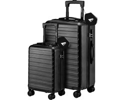 NOHRD® NOHRD Kofferset - 2 delig - 38L Handbagage + 110L Ruimbagage - Lichtgewicht - Trolley - Reiskoffer Set - Zwart