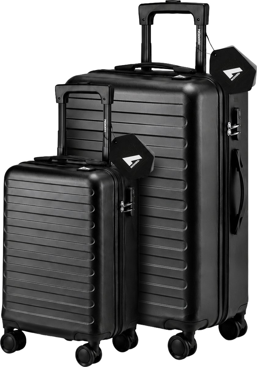 Nohrd® Kofferset - 2 delig - 38L Handbagage + 110L Ruimbagage - Lichtgewicht - Trolley - Reiskoffer Set - Zwart