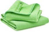 Ensemble de chiffons de fenêtre en microfibre vert super propre composé de 1 chiffon de nettoyage + 1 chiffon de séchage (chiffons de fenêtre, ensemble de fenêtre)