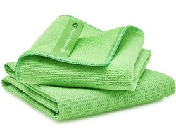 Geweldigschoon Raamdoekenset - Schoonmaakdoek en droogdoek - Microvezeldoeken - Maat M - Groen