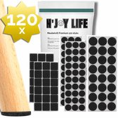 120x N'JOY LIFE Premium Viltjes Stoelpoten - Zwart - Zelfklevend Anti Kras Meubelvilt voor Meubels - 120 stuks - Rond en Vierkant - Zelfklevende Stoelpoot Beschermers - Meubelglijders Antikras Vilt voor Stoel - Bank - Tafel - Elektrische Apparatuur