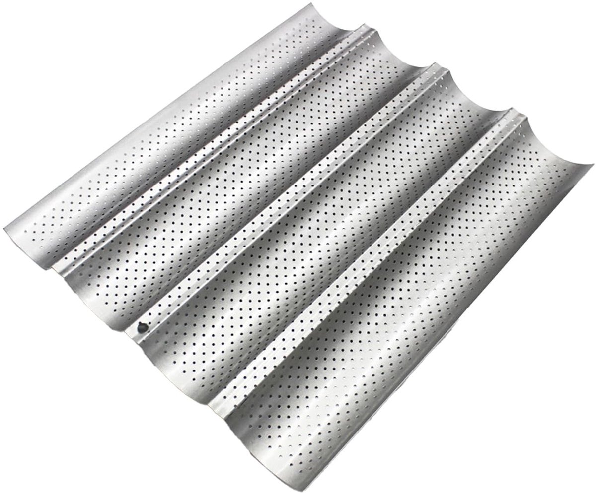 Elzusha- Baguette Bakvorm - Hoogwaardig Koolstofstaal - Antiaanbaklaag - Voor 4 Baguettes - Afmetingen 38 x 32,5 x 2,5 cm - Gelijkmatige Warmteverdeling - Bakplaat