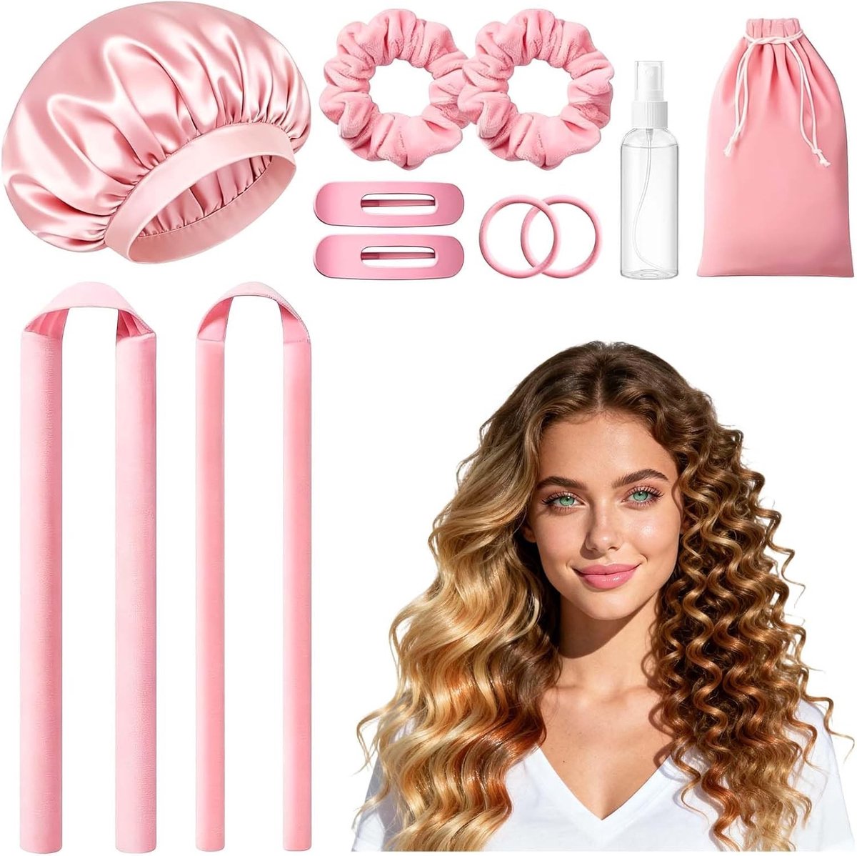 11 stuks hittevrije krullenband set voor natuurlijke krullen, ideaal voor lang en medium haar, eenvoudig in gebruik en comfortabel