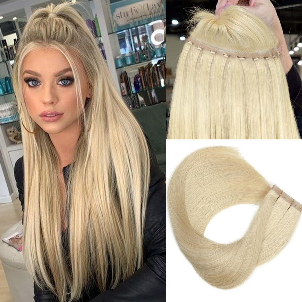 Elzusha - Haarextensions voor Naaiwerk - 2 Stuks PU Weft 18 Inch