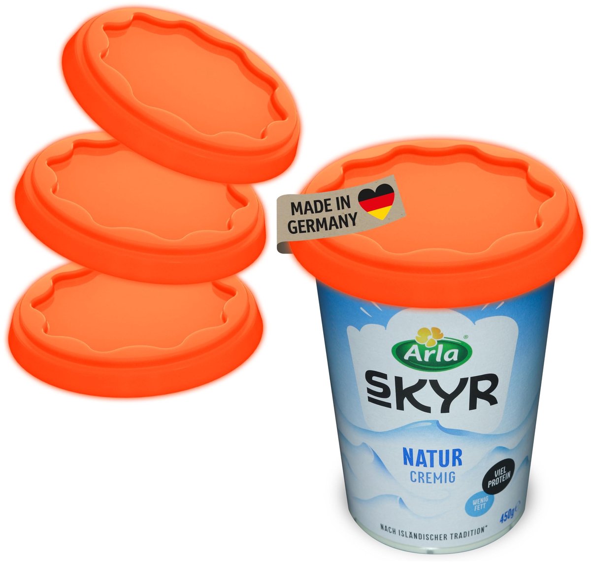 Elzusha - Herbruikbare Deksel Set van 3 voor Yoghurtbekers - Lekvrij en Vaatwasserbestendig