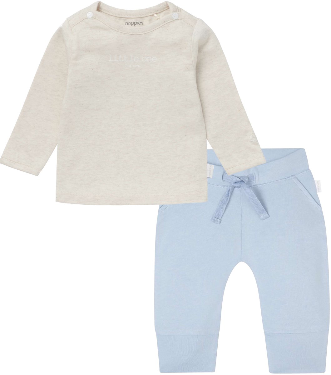 Noppies - Kledingset - 2 delig - Broek Naupli Lichtblauw - Shirt Hester Oatmeal - Maat 44