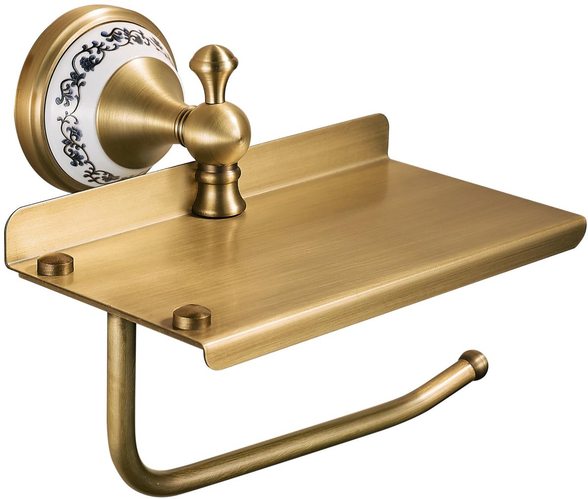 Elzusha - Toilet Papierhouder met Telefoon Shelf en Antieke Afwerking