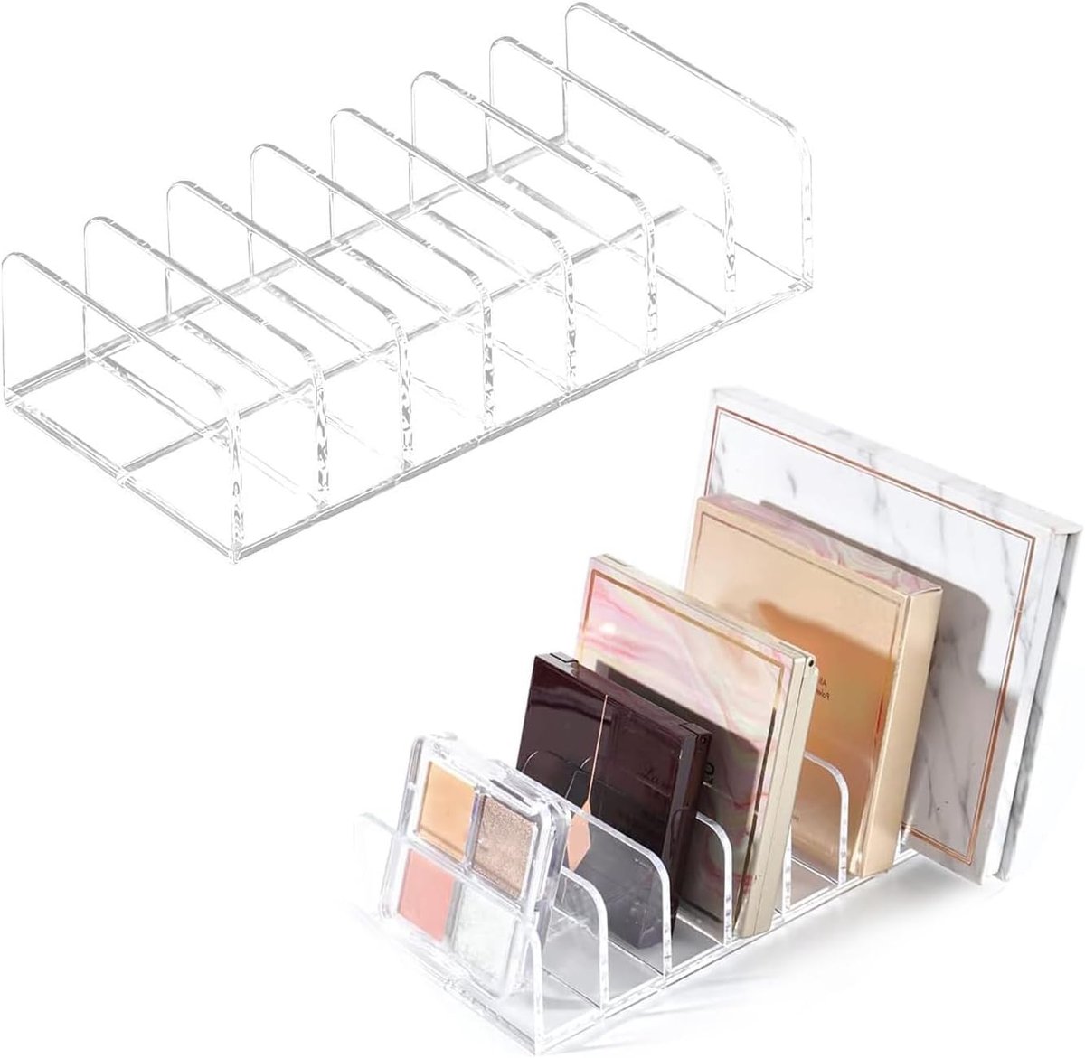 Oogschaduw Organizer met 7 Compartimenten, Acryl Paletten voor Make-up Opberging en Makeup Tafel - 2 Maten Beschikbaar