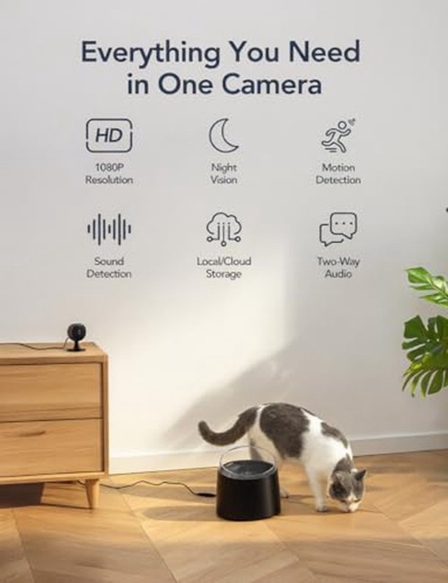 Elzusha - WiFi Indoor Camera met Nachtzicht en 1080P Resolutie