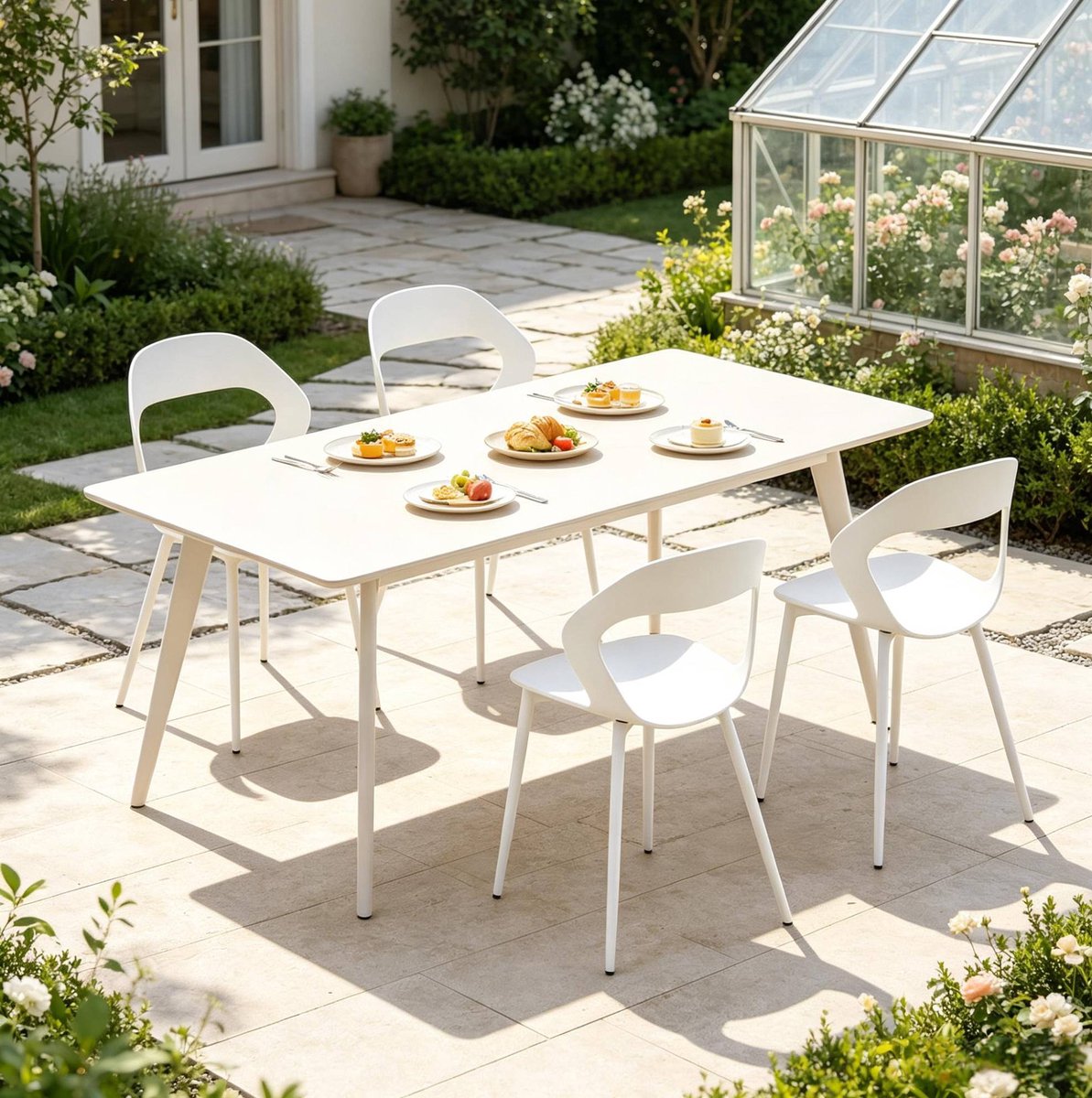 MIVRAY Eetkamerstoel Kuipstoel 51 x 44 x 83 cm Ergonomische Open Rugleuning Set van 4 Voor Eetkamer En Keuken Metaal Wit