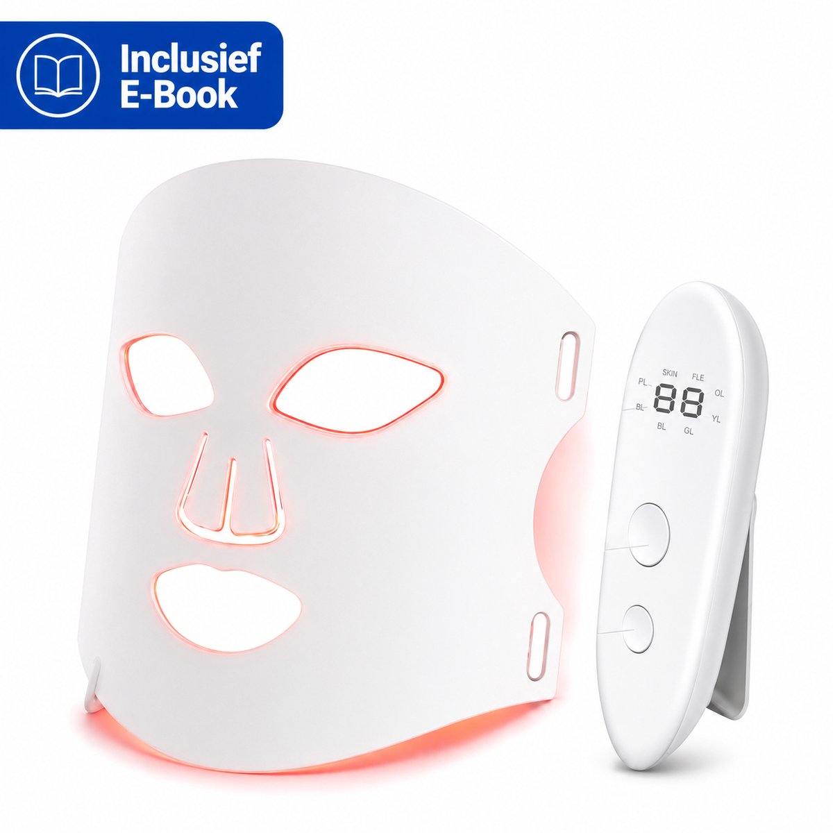 Frasco Glow Pro LED Masker – Red Light Therapy Gezichtsmasker – 8 Lichtstanden – Anti-Aging & Huidverzorging – Collageen Masker - 280 LED’s - Inclusief E-Book