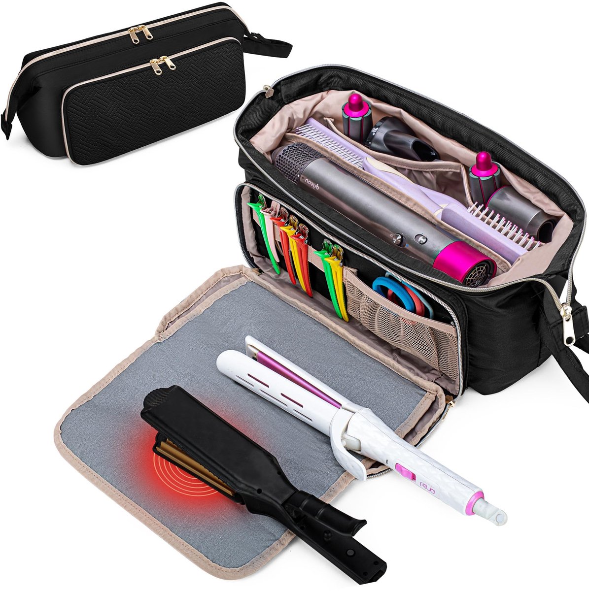 Elzusha - Reisbag voor Haarstylingtools met Hittebestendige Mat