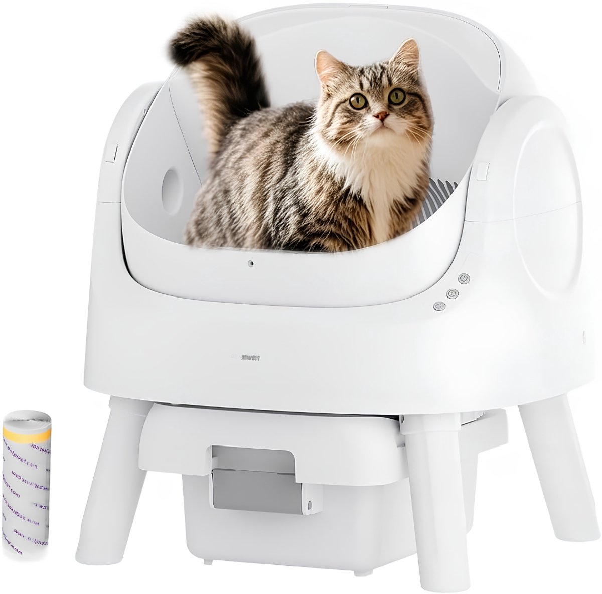 Ploutos® Zelfreinigende Kattenbak -Sensor - Kattenbakmat - Ellenpent - Wit - 53cm x 42cm x 57cm