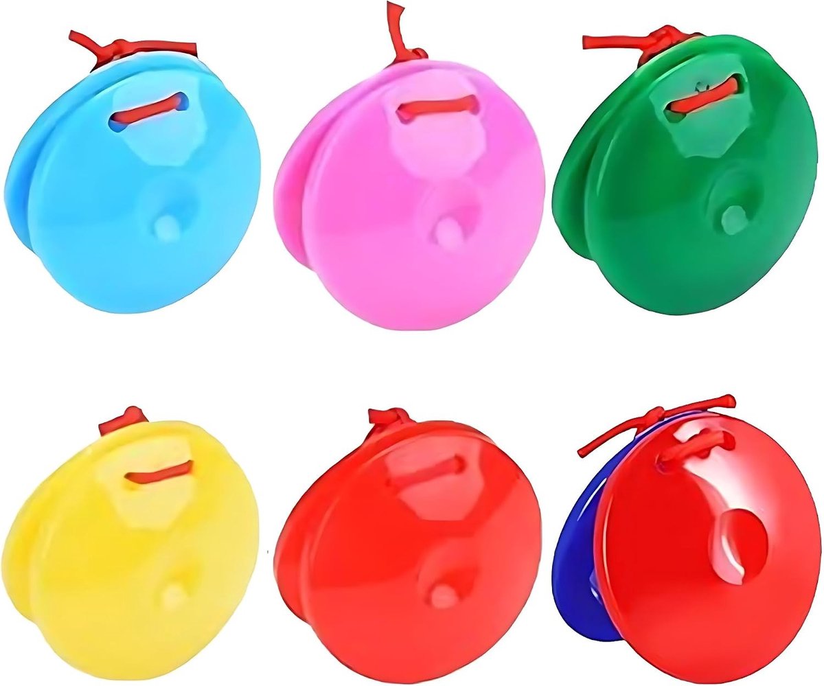 Set van 6 Plastic Castagnetten - Muzikaal Speelgoed voor Kinderen, Perfect voor Ritme en Creatieve Spelletjes