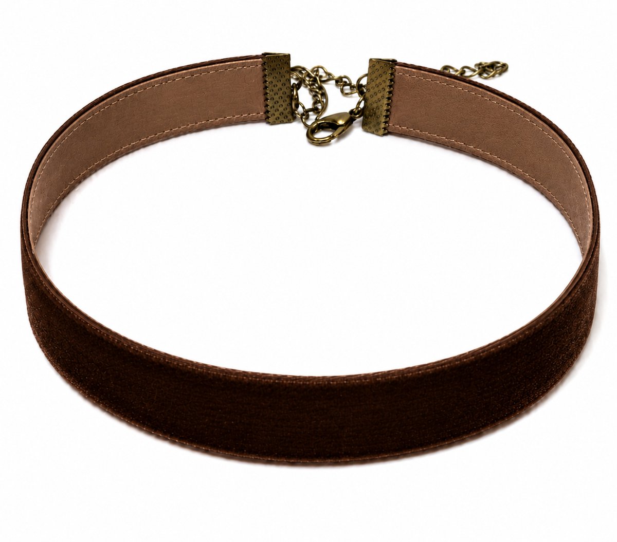 Choker - Ketting dames - Collier - Velvet - bruin - 28+9 cm - 1 stuks