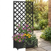 Plantenbak met klimrek - Weerbestendig - Bloembak - Met trellis - Buiten - Hout - Plantenrek - Vierkant - 63 Liter - Zwart