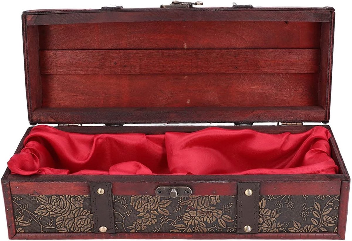 Vintage Houten Wijndoos - Bruin - Voor Wijnopslag en Geschenkverpakking