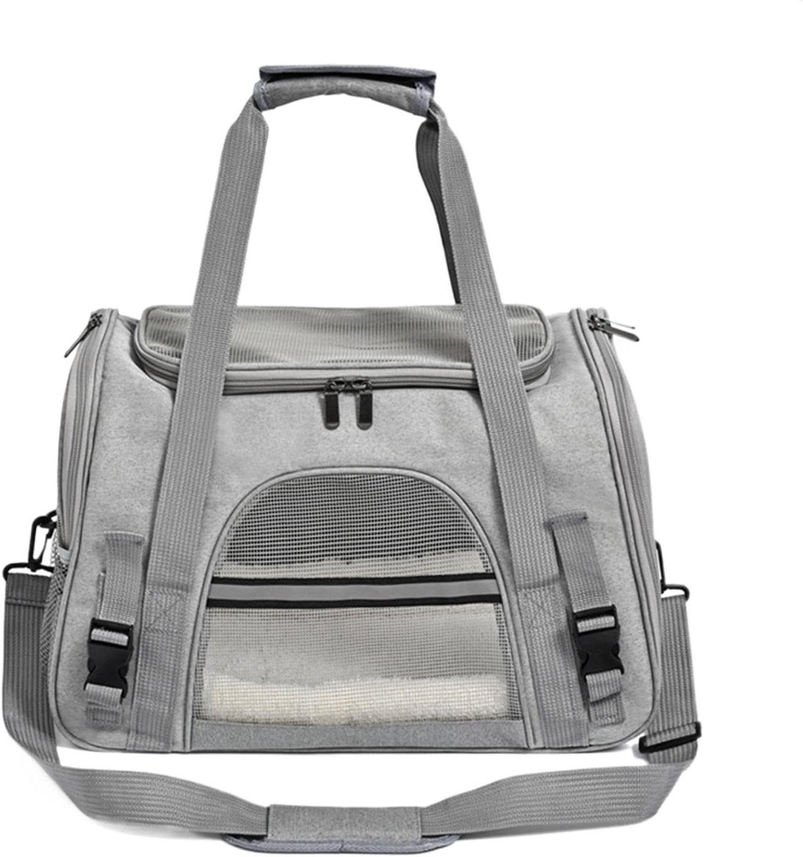 Draagtas Huisdieren - Transportbox Puppy - Veilig Vervoer - Ademend Mesh Ontwerp - 43x25x6 cm - Grijs