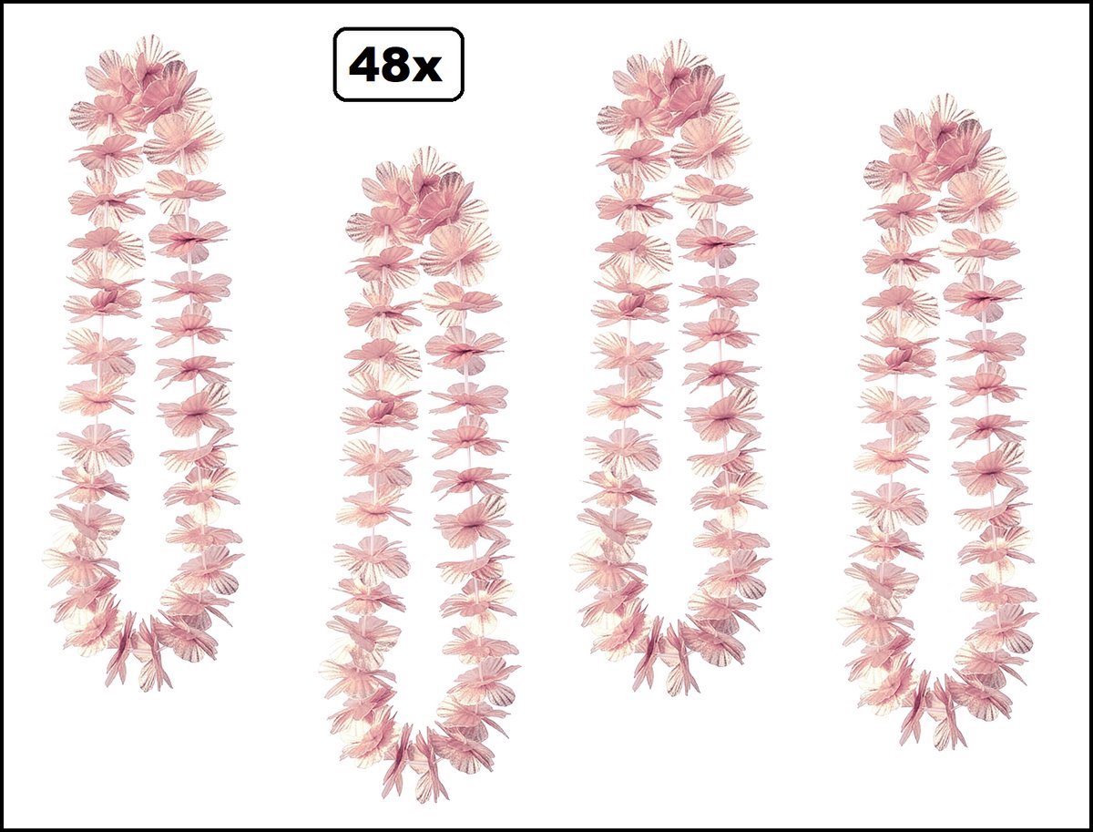 48 stuks Hawai slinger rosegoud - bloemenkrans - Thema feest hawaii krans huwelijk