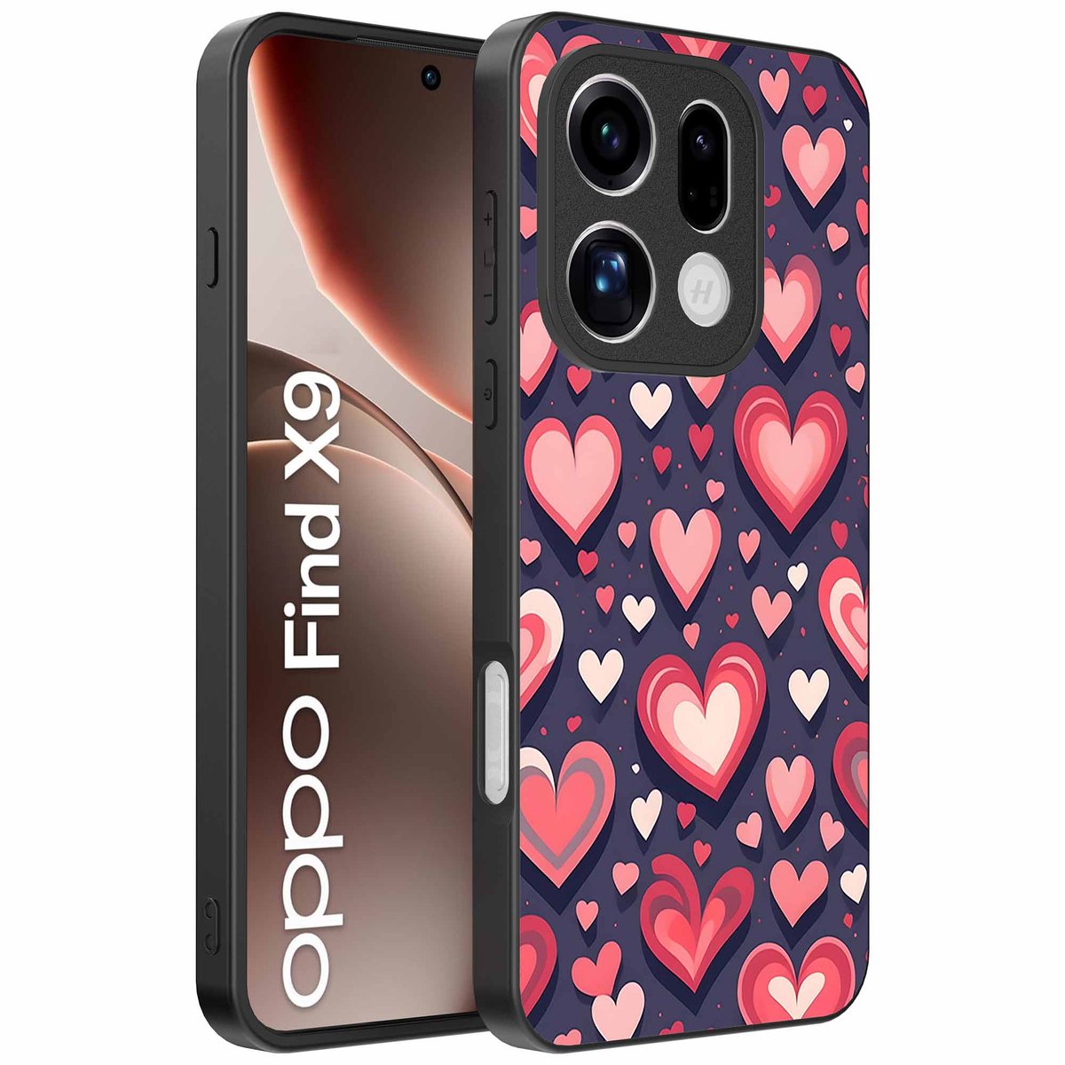 Geschikt voor Oppo Find X9 Telefoonhoesje met Hartjes Opdruk - TPU Backcover Case With Heart Design - Smartphonica geschikt voor Oppo Find X9