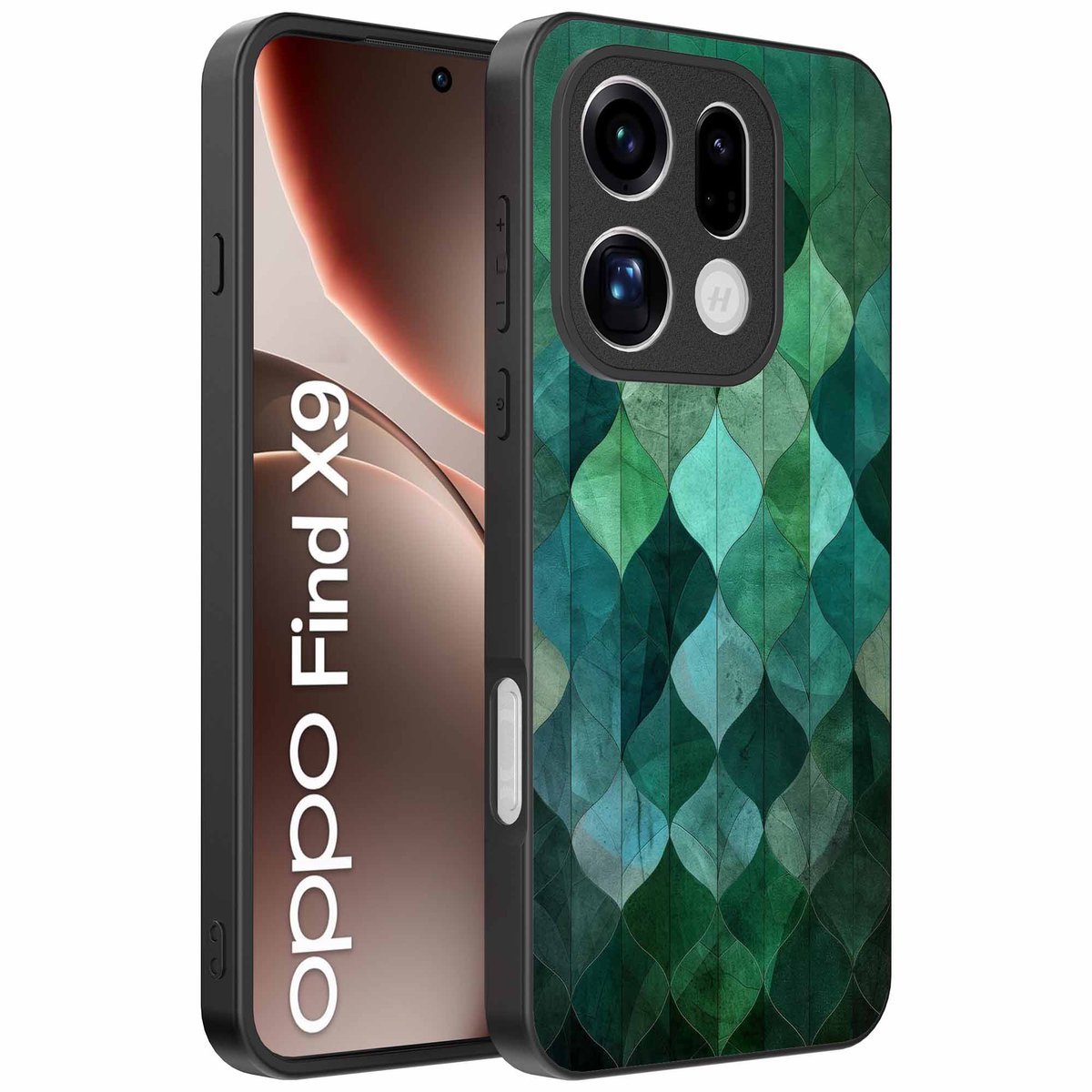 Geschikt voor Oppo Find X9 Telefoonhoesje met Groene Bladeren Opdruk - TPU Backcover Case Green Leafs Design - Groen - Smartphonica geschikt voor Oppo Find X9