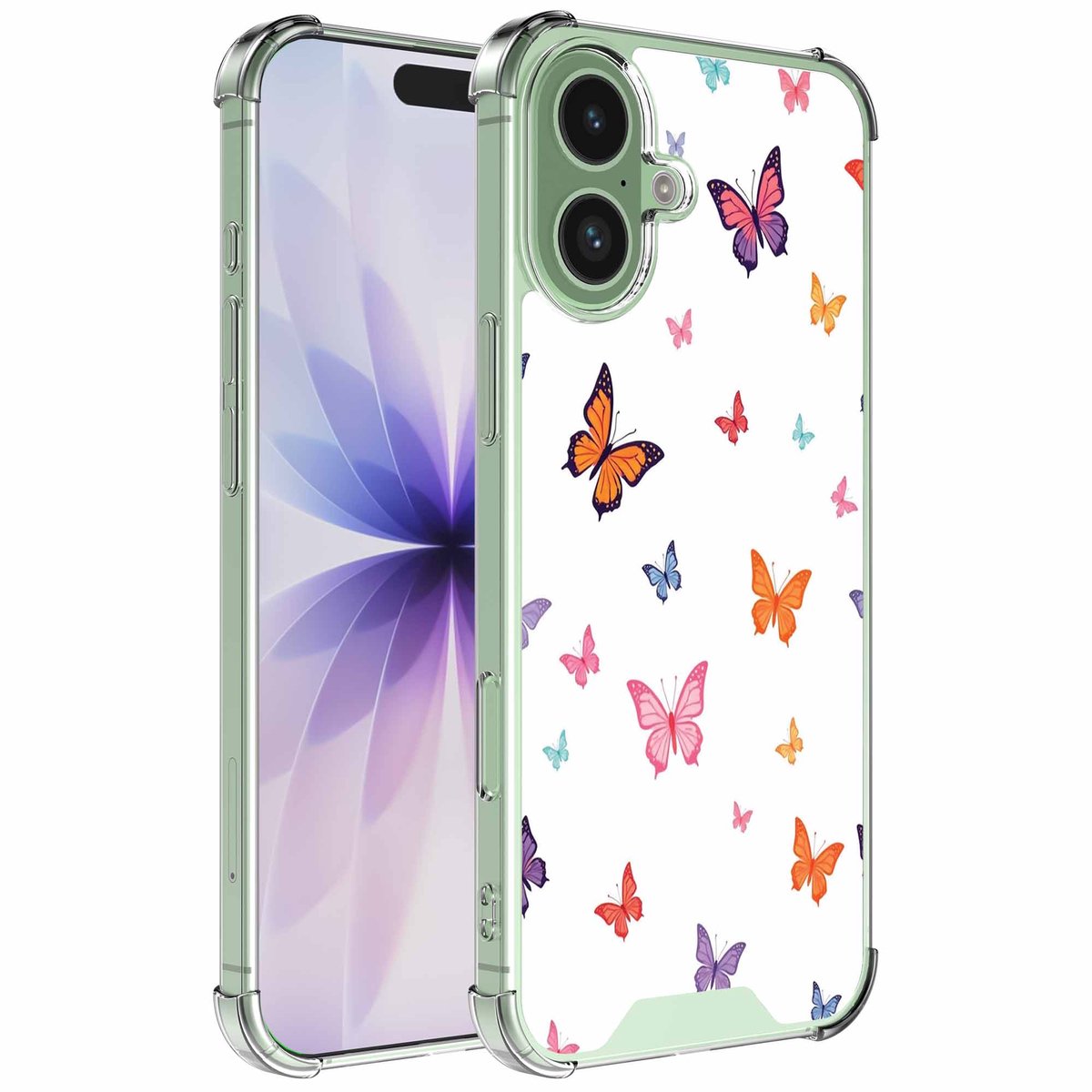 Smartphonica Geschikt voor iPhone 17 Telefoonhoesje met Vlinder opdruk opdruk - Draadloos op te laden - Shockproof Siliconen TPU Strong Case - Sterk Schokbestendig Telefoonhoesje geschikt voor iPhone 17