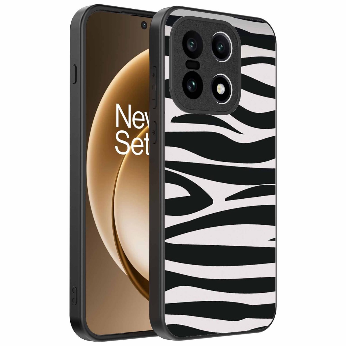 Geschikt voor OnePlus 15 Telefoonhoesje met zebra opdruk - TPU backcover case zebra design - Zwart Wit - Smartphonica geschikt voor OnePlus 15