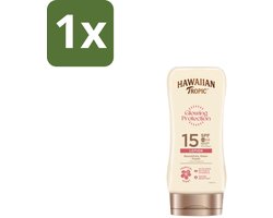 1 x Hawaiian Tropic – Zonnebrand Lotion – Satin Protection Ultra Radiance – SPF - Zonbescherming - Zonnebrandlotion - Huidbescherming - Stralende Huid - UV Bescherming