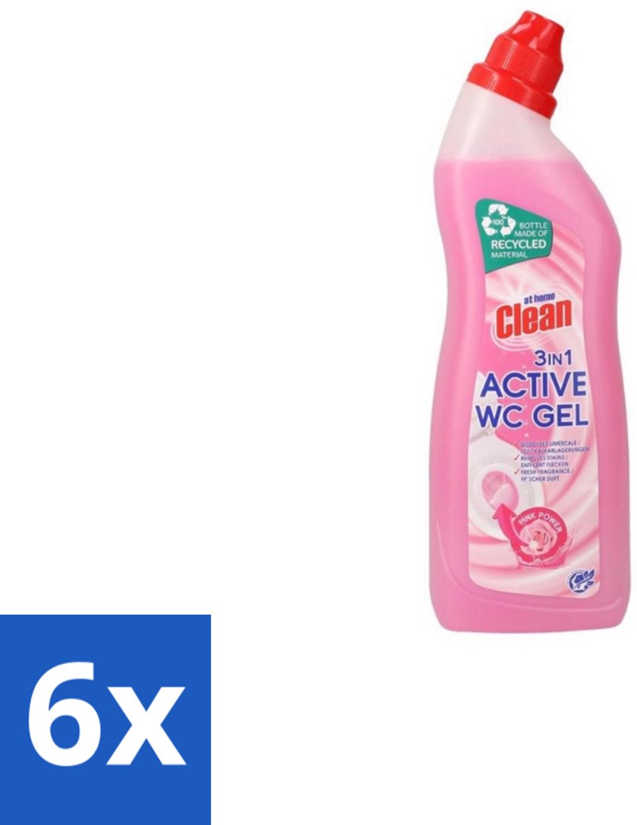 6 x At Home Clean – Toiletreiniger – 3-in-1 Formule – 750 ml - Toiletreiniger - Reinigen - Ontkalken - Frisheid - Hygiëne