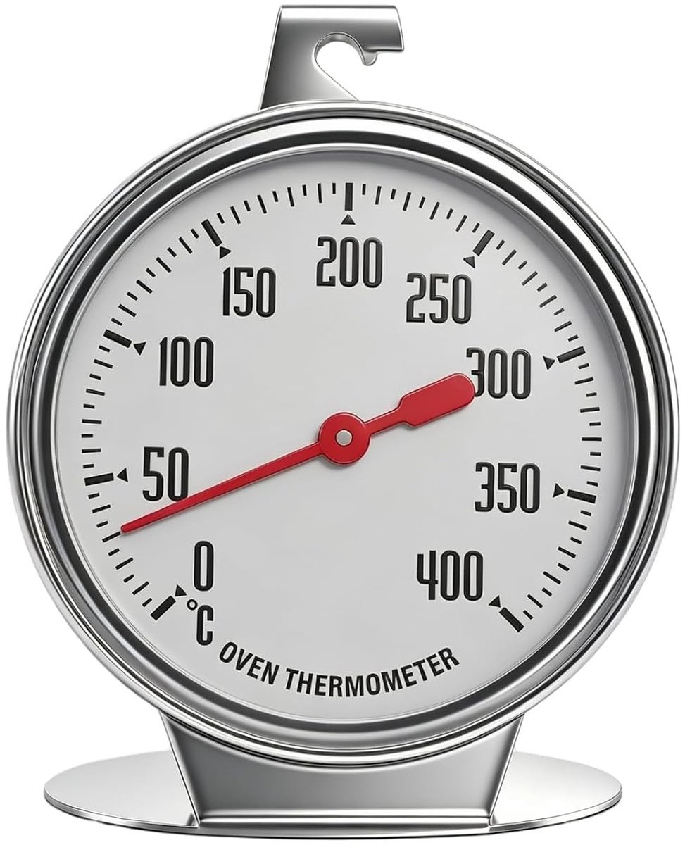 RVS Oven Thermometer met Duidelijk Display voor Nauwkeurige Temperatuurcontrole bij Bakken, Meetbereik van 0 °C tot 400 °C, Ideaal voor Bakken en Koken
