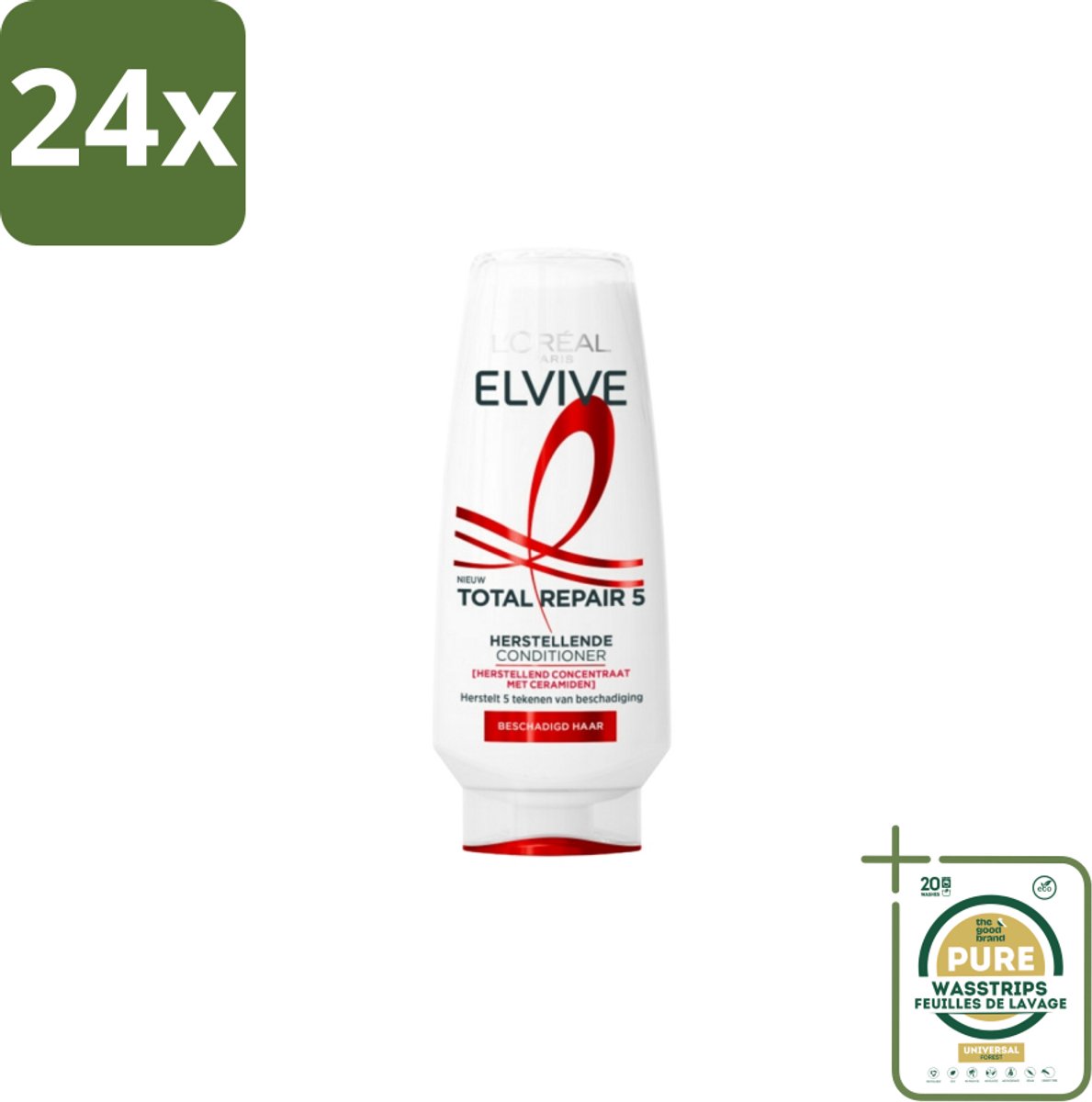 L'Oréal Elvive Total Repair 5 Conditioner 200 ml - Voordeelverpakking - 24 stuks - Ceramiden - Haar herstellen