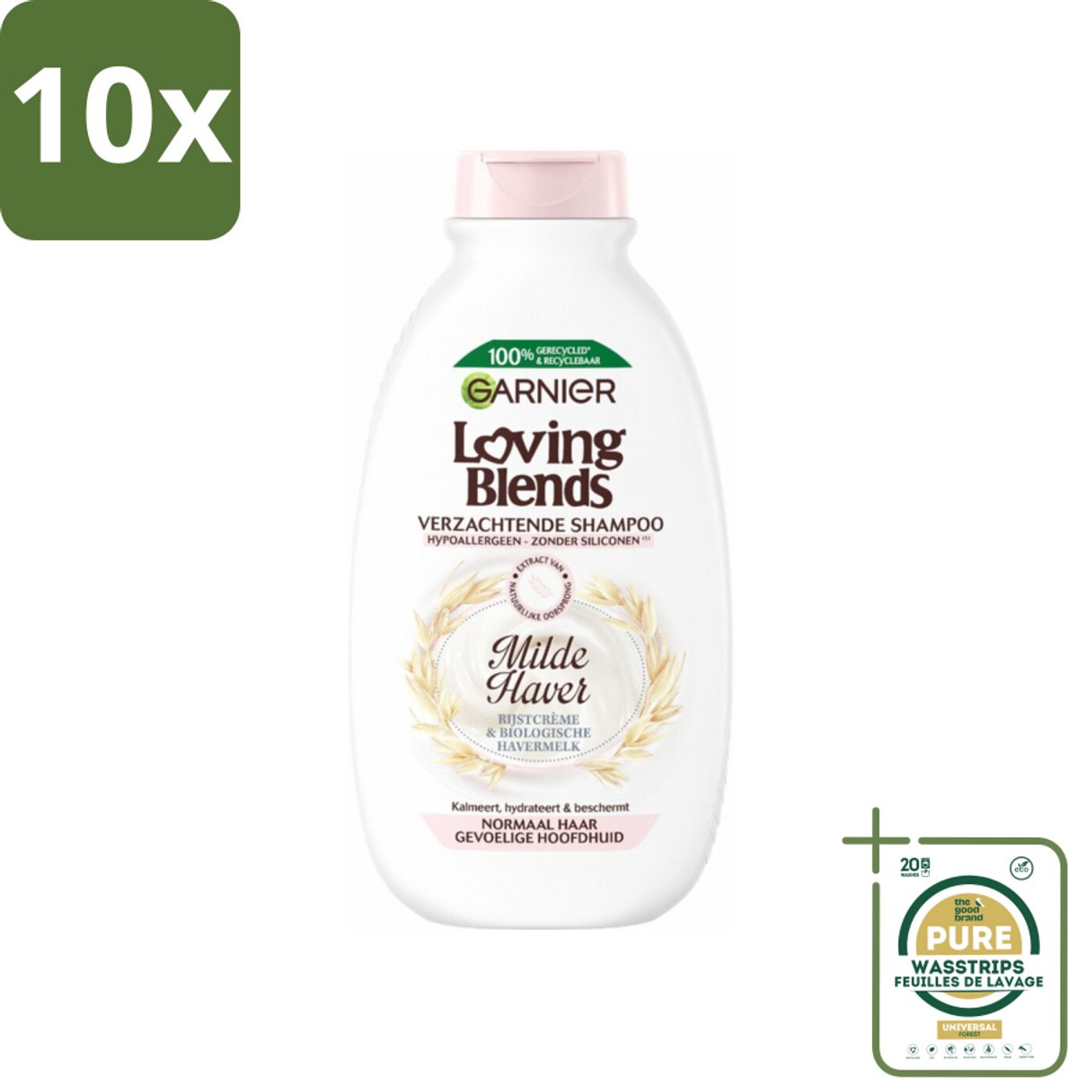 10 x Garnier Loving Blends Milde Haver Shampoo 300 ml - Grootverpakking - Milde Haver Shampoo - Hypoallergene Shampoo - Gevoelige Hoofdhuid - Kalmerende Shampoo - Hydraterende Shampoo
