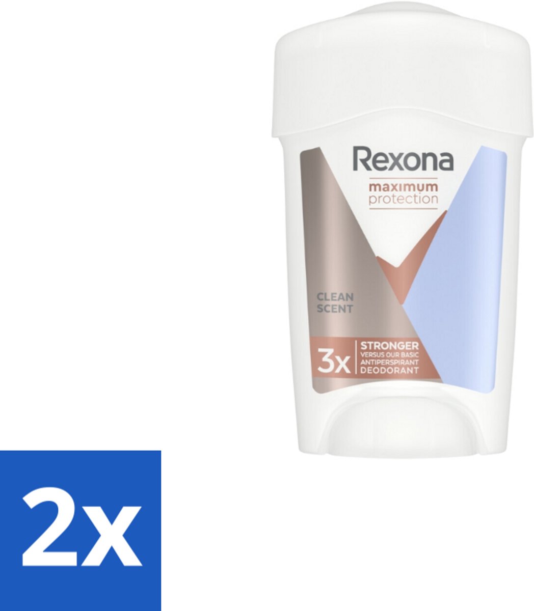 Rexona Deodorant Stick Cream Maximum Protection Clean Scent 45 ml - Voordeelverpakking - 2 stuks