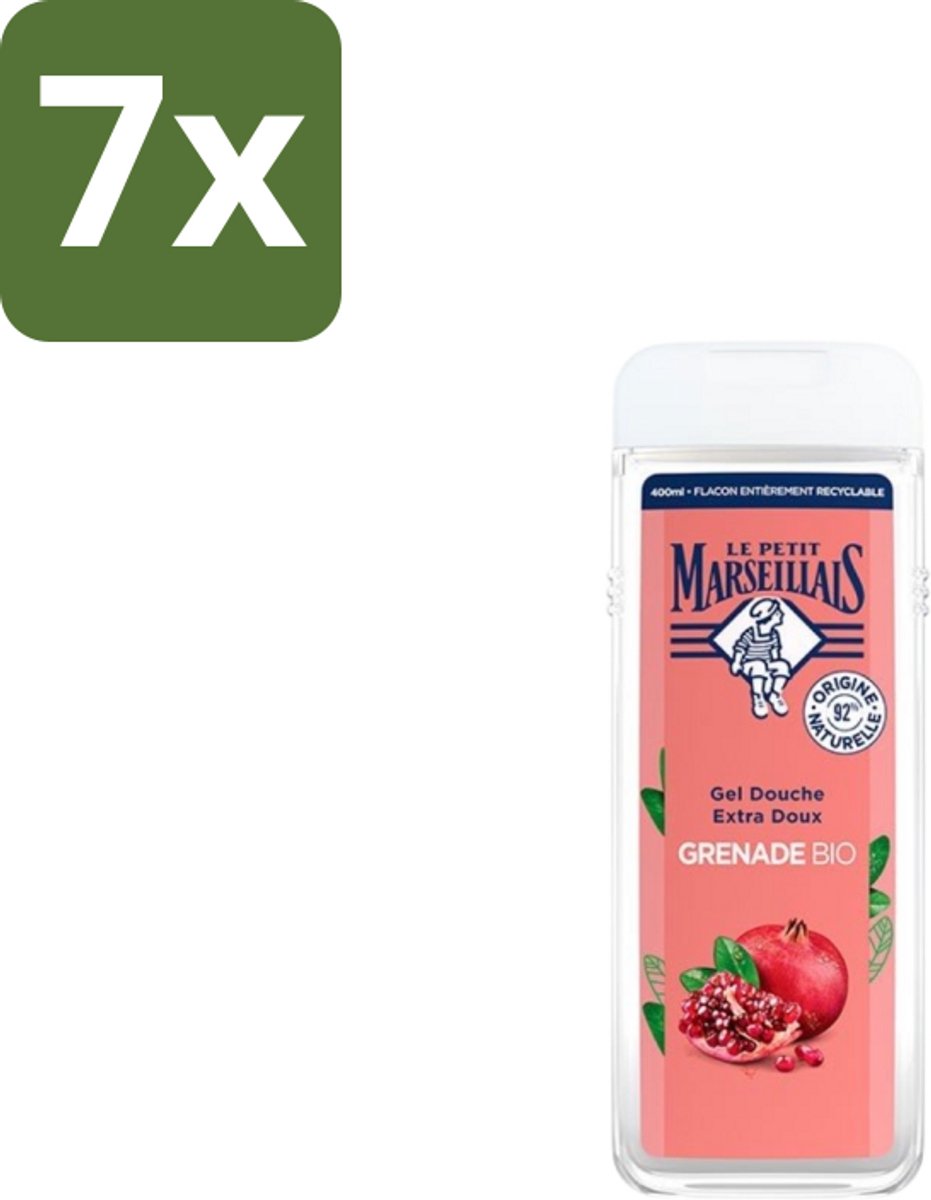 7 x Le Petit Marseillais – Douchegel – Grenade Bio – 400 ml - Douchegel - Biologische Douchegel - Granaatappel Douchegel - Natuurlijke Douchegel - Gezond Douchegel