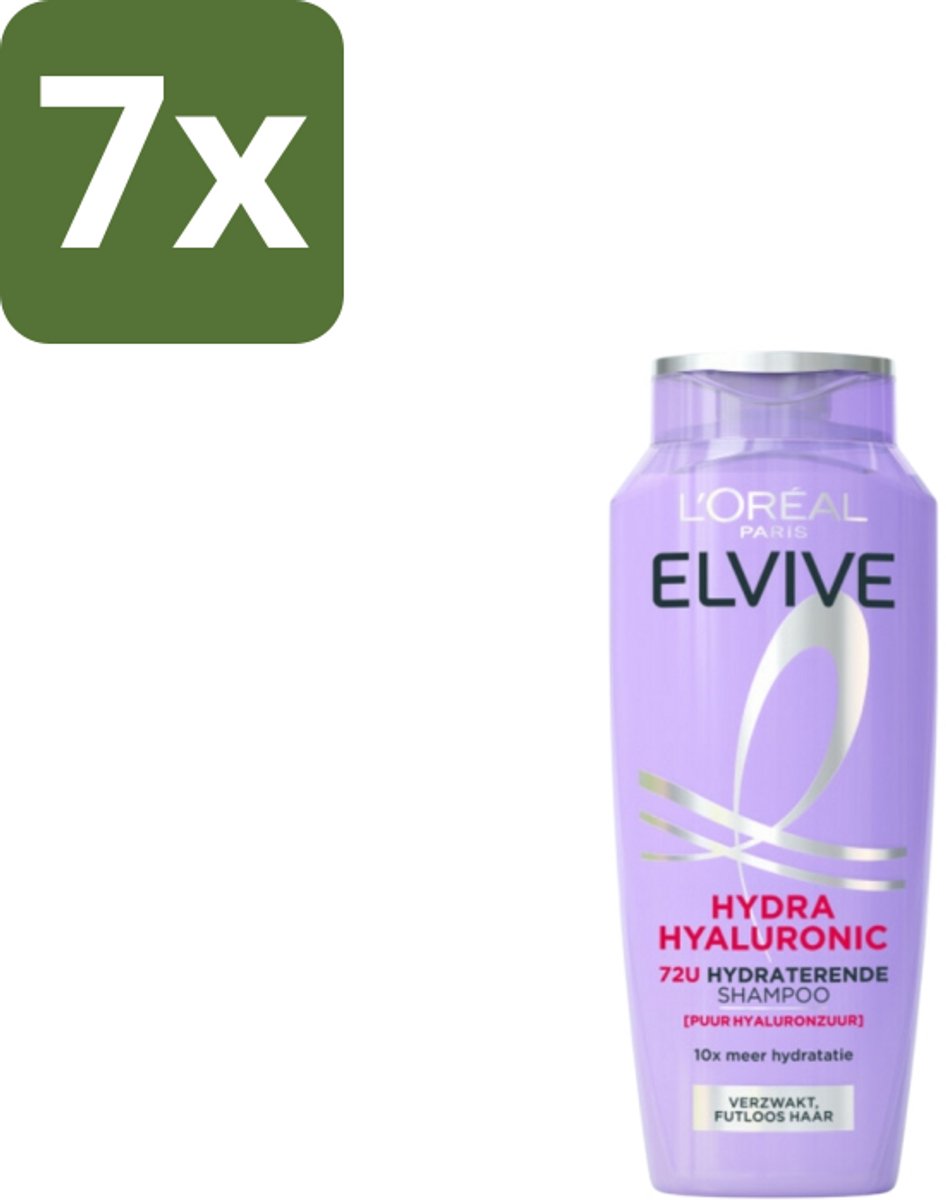 7 x L'Oréal Elvive Hydra Hyaluronic Shampoo 250 ml - Hyaluronzuur Shampoo - Droog Haar Shampoo - Hydraterend Shampoo - Hyaluronzuur - Haar Hydratatie