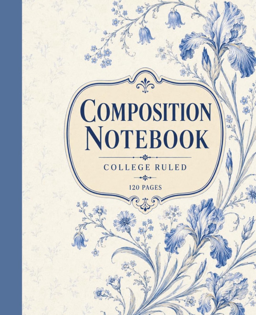 Blue Iris Composition Notebook: Vintage Botanical College Ruled Journal for Women, Teens and Girls – 120 Lined Pages - ShopVlot