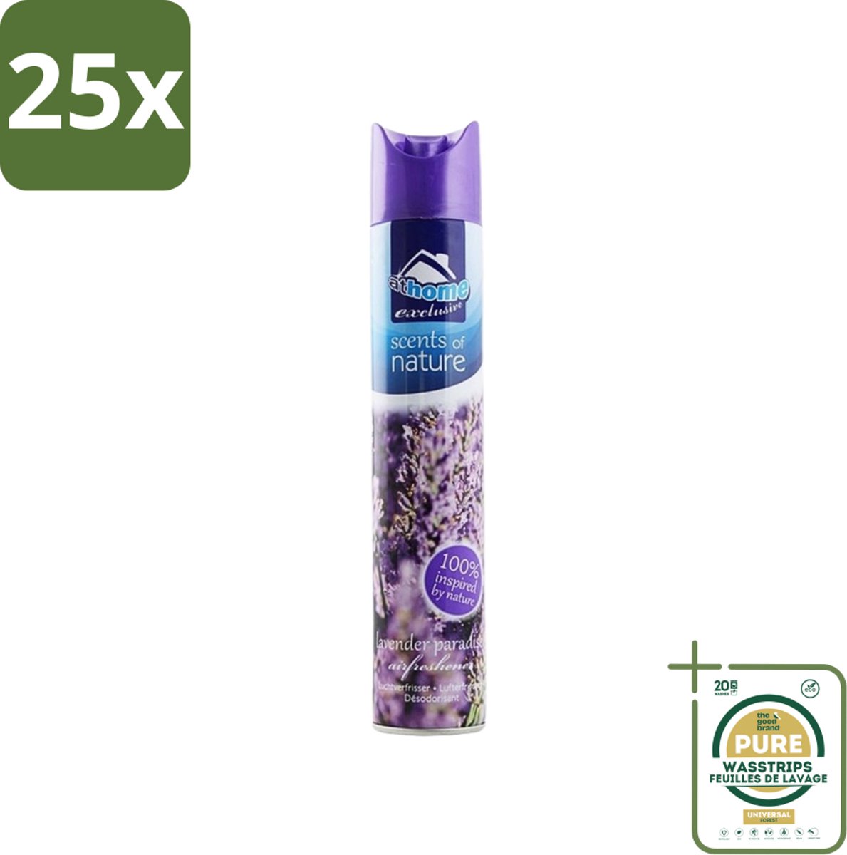 25 x At Home - Scents Of Nature - Luchtverfrisser - Geïnspireerd Door Natuur - 400 ml - Grootverpakking - Luchtverfrisser - Natuurlijke Geur - Lavendel - Geur Neutraliseren - Frisse Geur