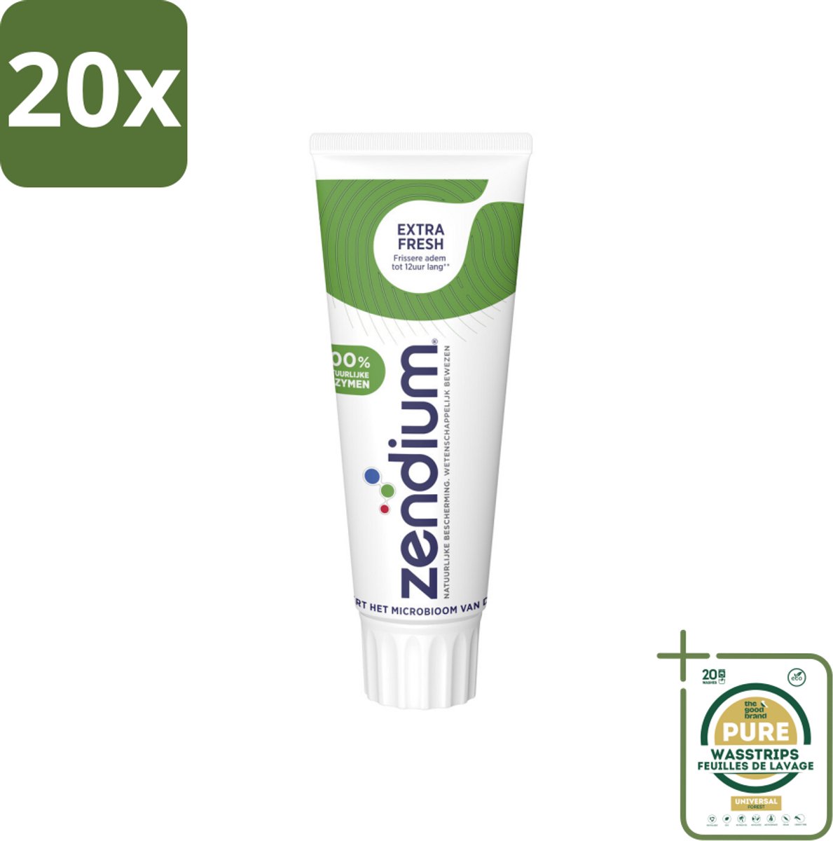 20 x Zendium Tandpasta Extra Fresh 75 ml - Grootverpakking - Tandpasta - Enzymen - Natuurlijke Tandpasta - Mondgezondheid - Fluoride