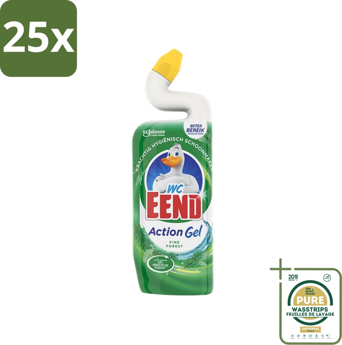 25 x WC Eend Toiletreiniger Action Gel Pine Forest 750 ml - Grootverpakking - Toiletreiniger - Reinigingsgel - Kalkverwijdering - Urinesteen - Fris Ruiken